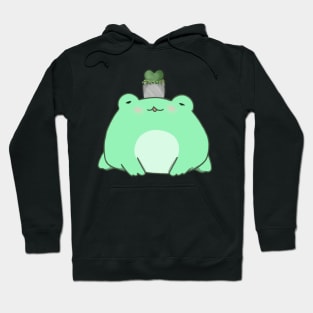 Chibi Frog With Succulent Plant (Mint) Hoodie